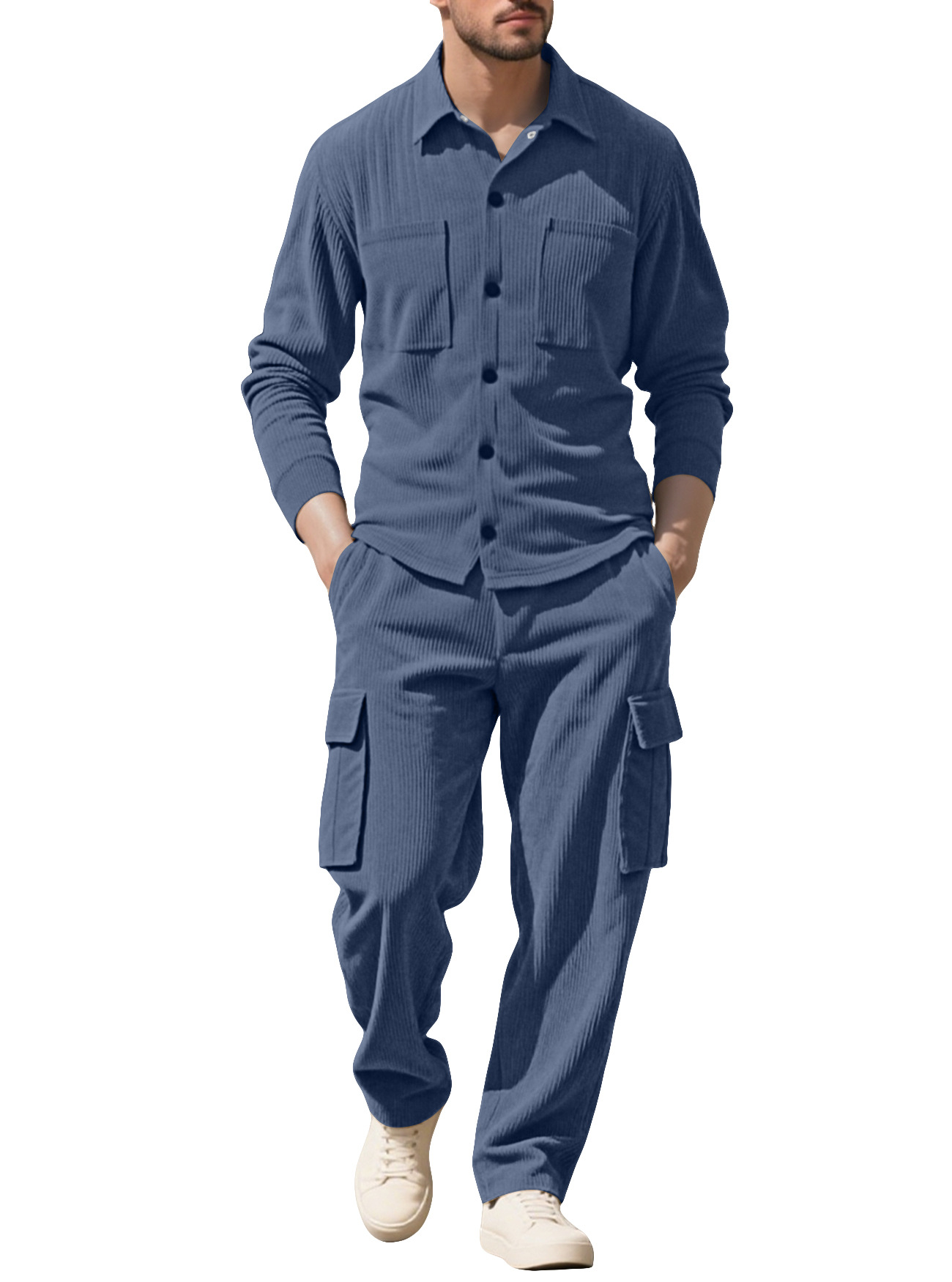 Outdoor Sports Outfit - Herren-Trainingsanzug aus Cord, 2-teiliges Set, locker