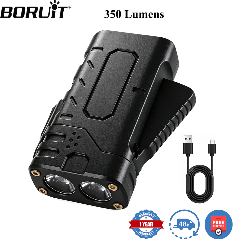 Outdoor Sport Gear - BORUIiT Handkurbel-EDC-LED-Taschenlampe, Typ-C wiederaufladbar, selbstbetriebene Taschenlampe,