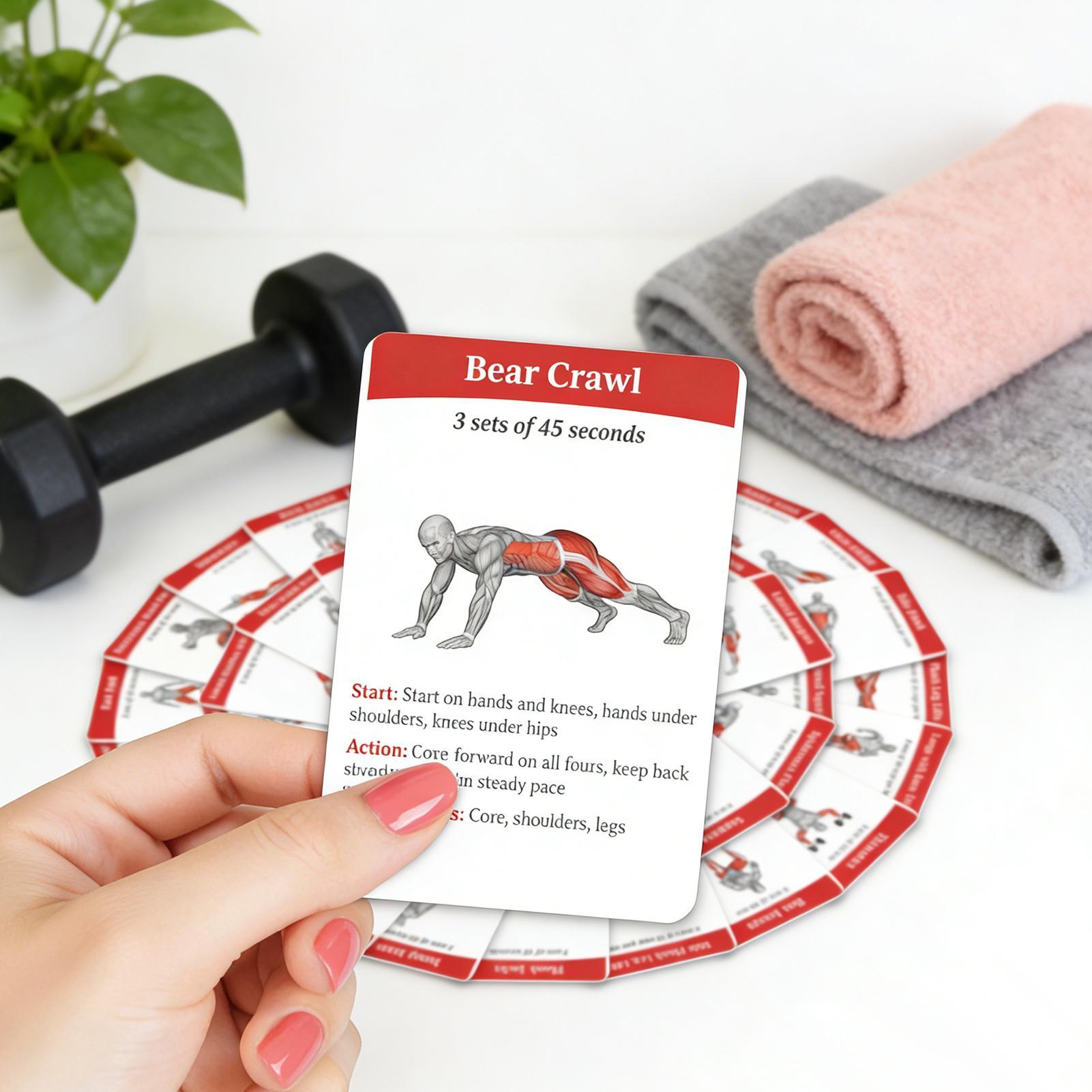 Outdoor Sport Jas - 36 Fitnesskarten, umfassender Leitfaden für Core-Stärke-